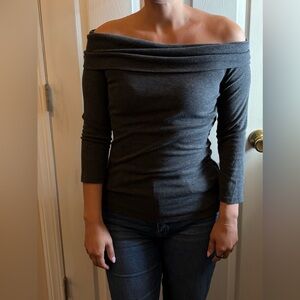 Unique Vintage Charcoal Off-Shoulder Sweater